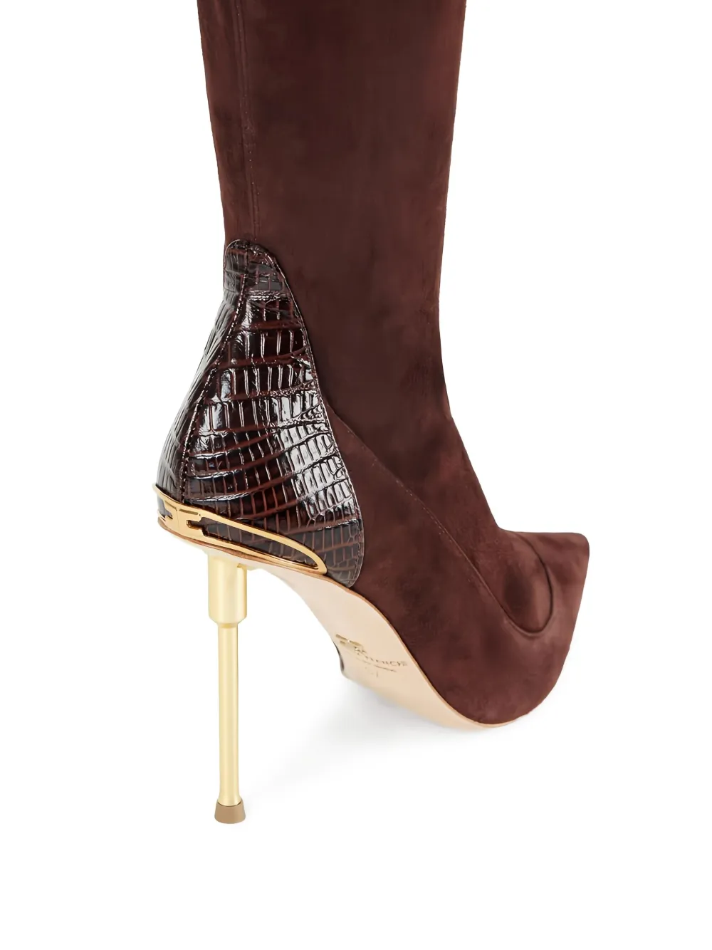 Elisabetta Franchi 100 mm leren laarzen met pythonprint Bruin