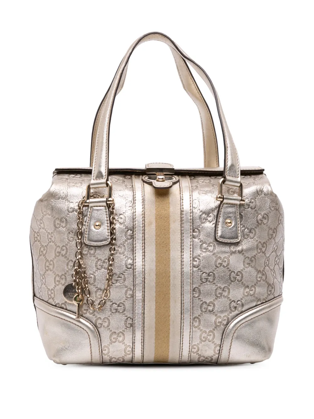 Gucci Pre-Owned 2016-2025 Metallic Guccissima Web Treasure handbag | Silver | Image 1