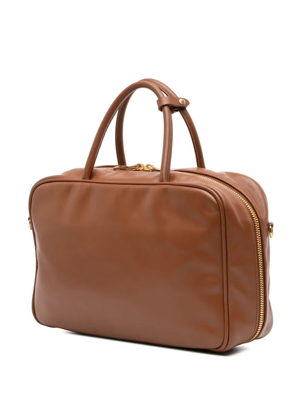 Pre-owned Miu Miu 2010-2025 Large Soft Calf Softy Beau Top Handle Bag Satchel In Brown