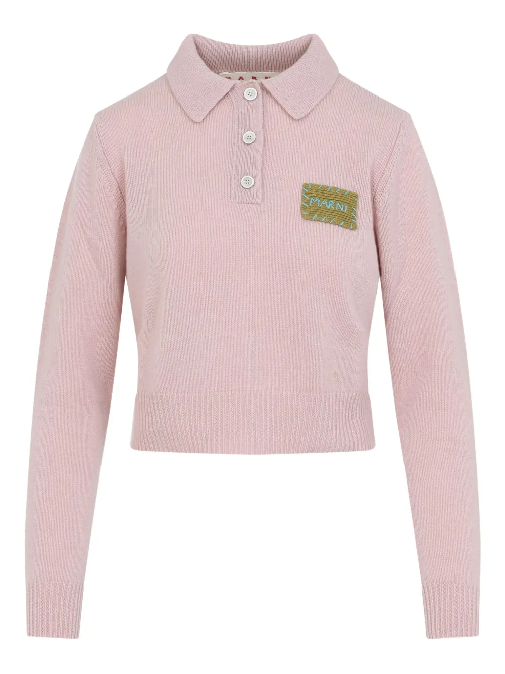 Marni Collared Top With Ribbed Cuffs And Hem In Pink
