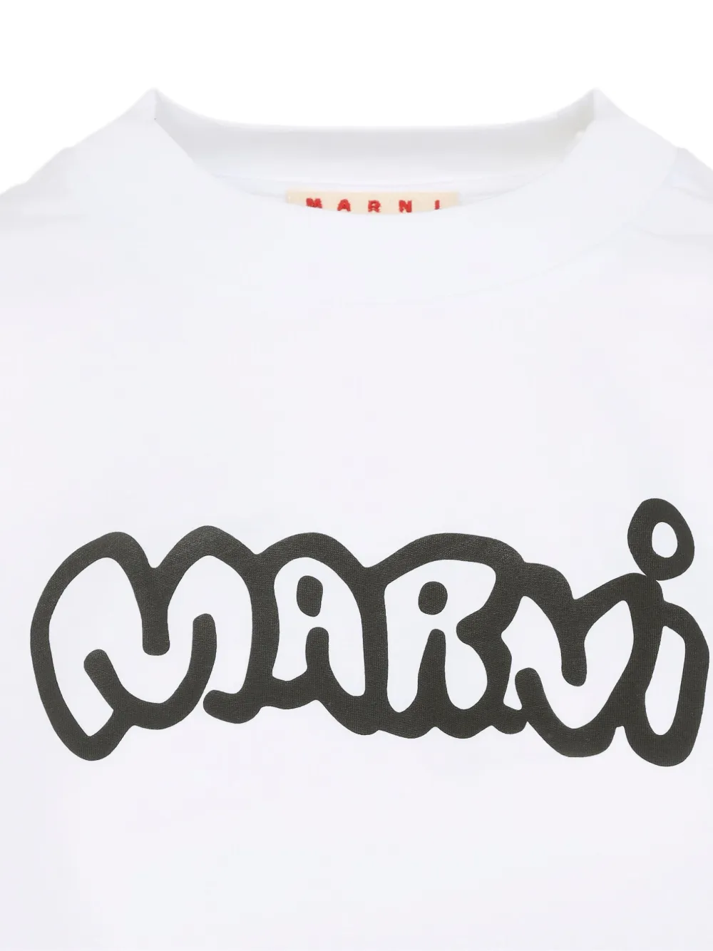 Marni Short Sleeve Boxy Crop Top In White