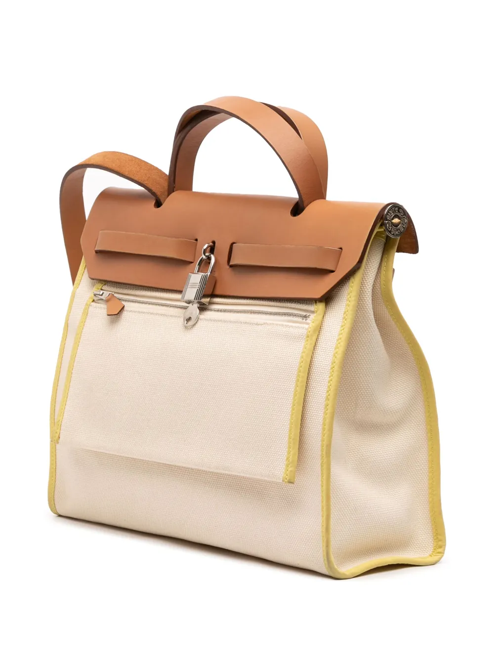 Pre-owned Hermes 2012 Toile Herbag Zip 31 Satchel In Brown