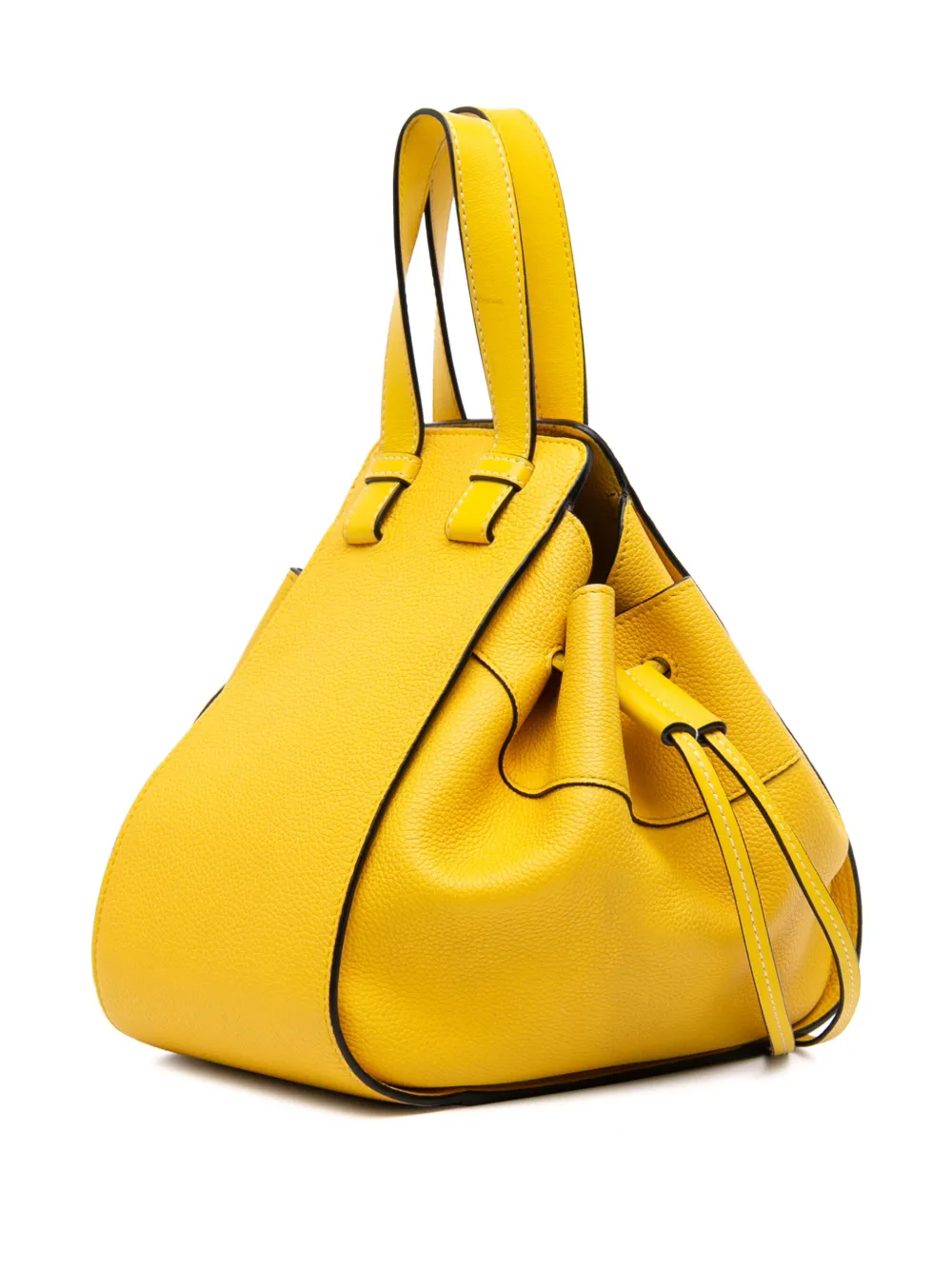 Pre-owned Loewe 2010-2025 Small Grained Calfskin Drawstring Hammock Satchel In Yellow