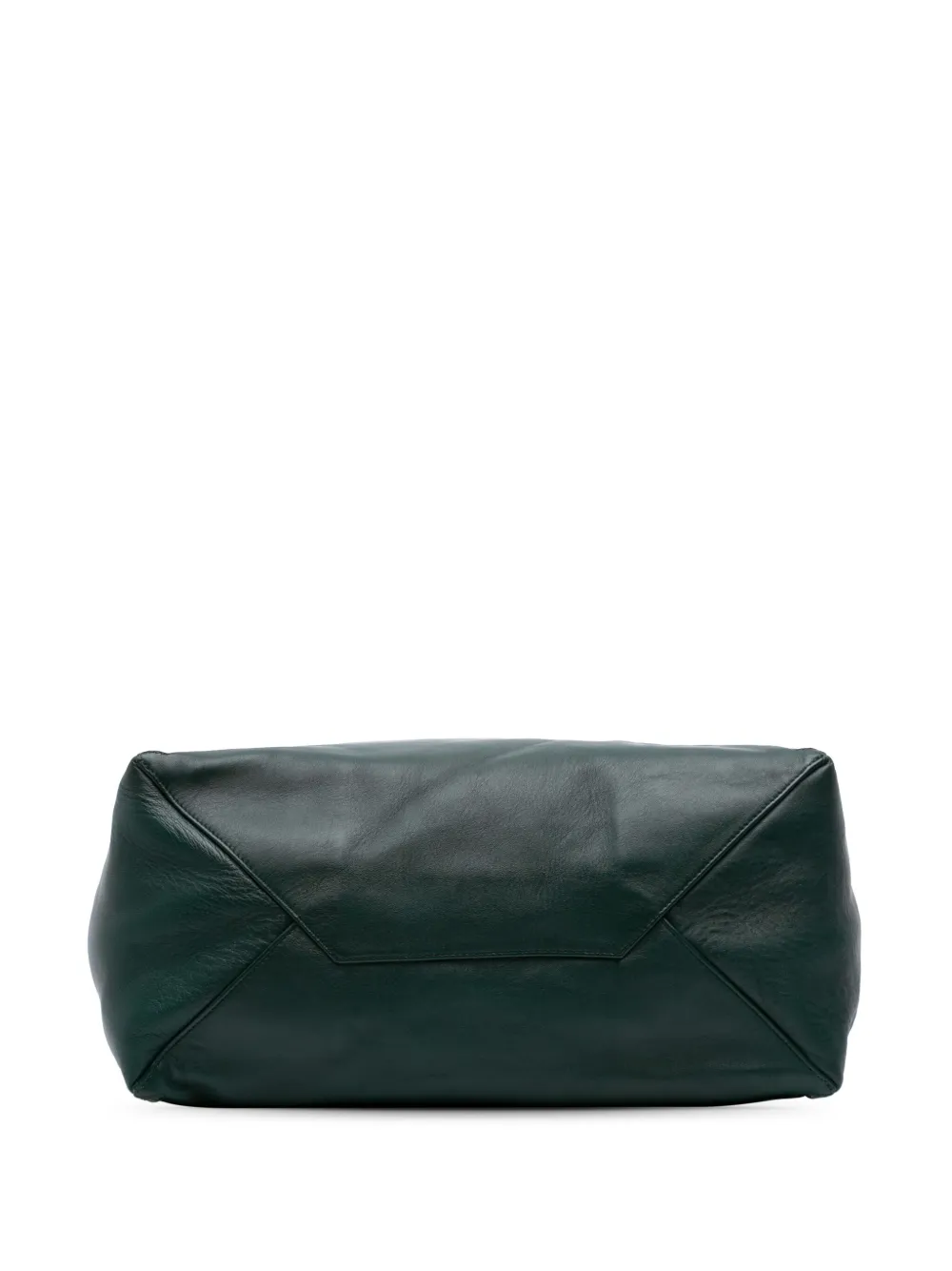 Pre-owned Celine 2010 Lambskin Horizontal Zipper Gusset Cabas Tote Bag In Green