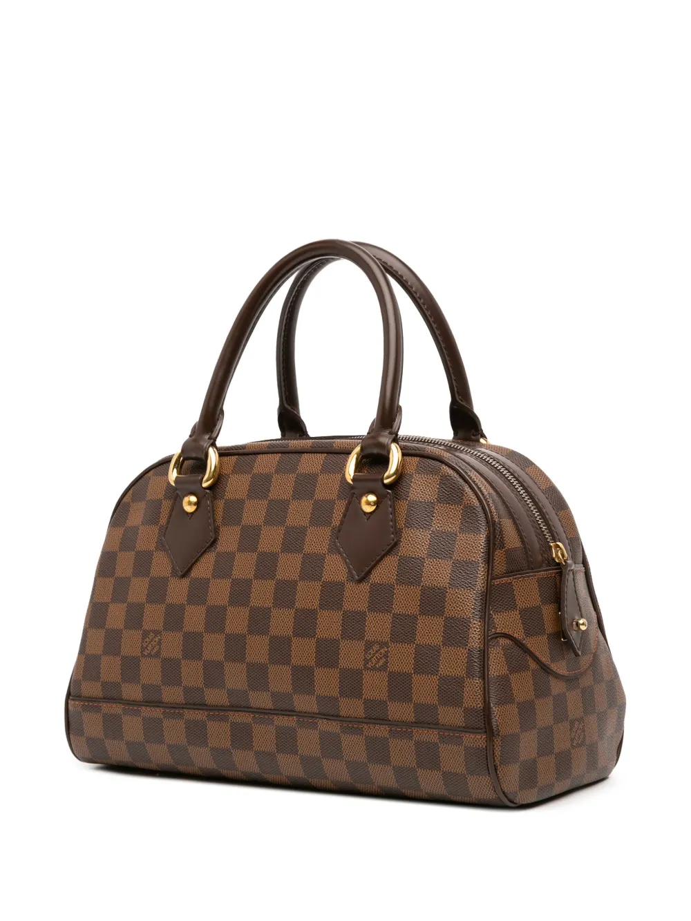 Pre-owned Louis Vuitton 2003 Damier Ebene Duomo Handbag In Brown