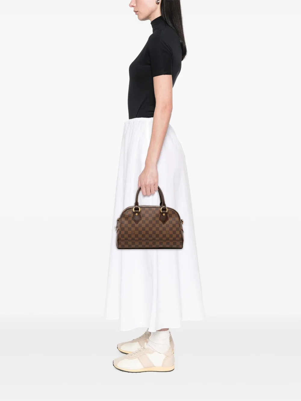 Pre-owned Louis Vuitton 2003 Damier Ebene Duomo Handbag In Brown