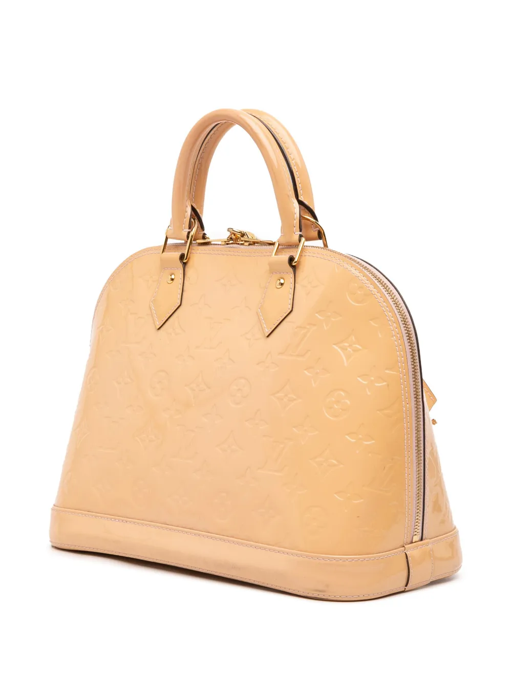 Pre-owned Louis Vuitton 2015 Monogram Vernis Alma Pm Handbag In Brown
