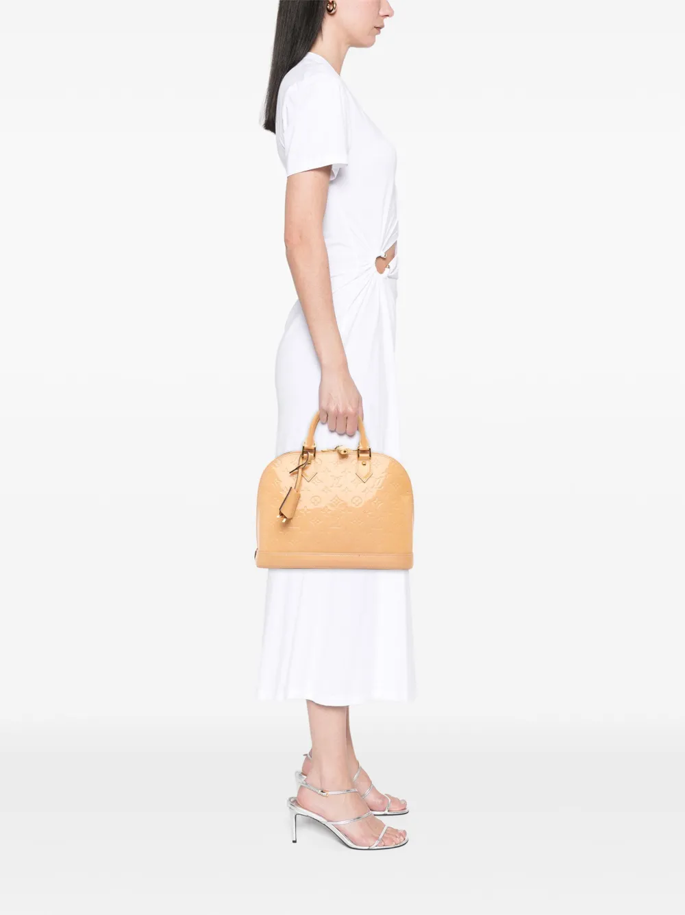 Pre-owned Louis Vuitton 2015 Monogram Vernis Alma Pm Handbag In Brown
