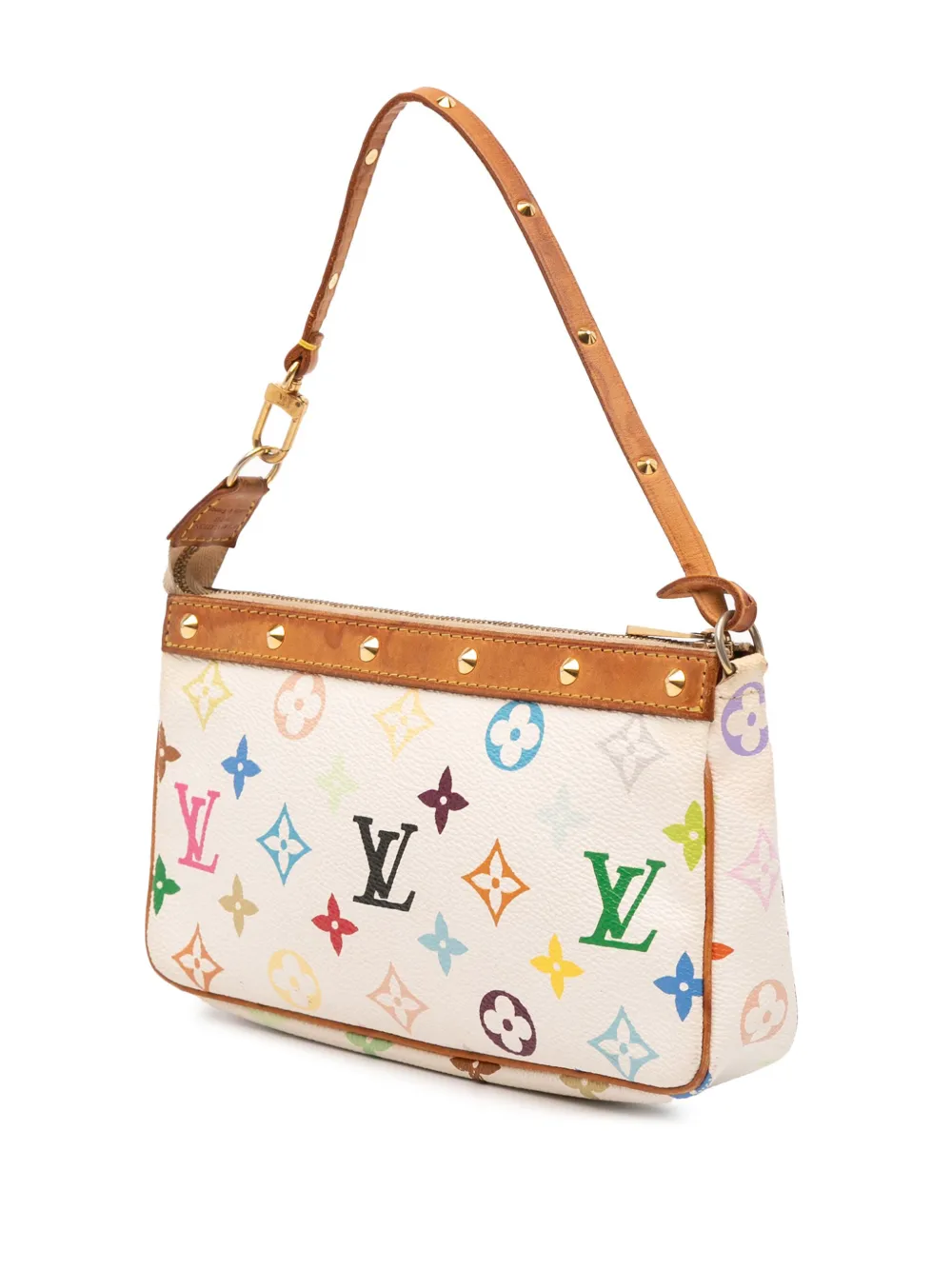 Pre-owned Louis Vuitton 2004 Monogram Multicolore Pochette Accessoires Shoulder Bag In White