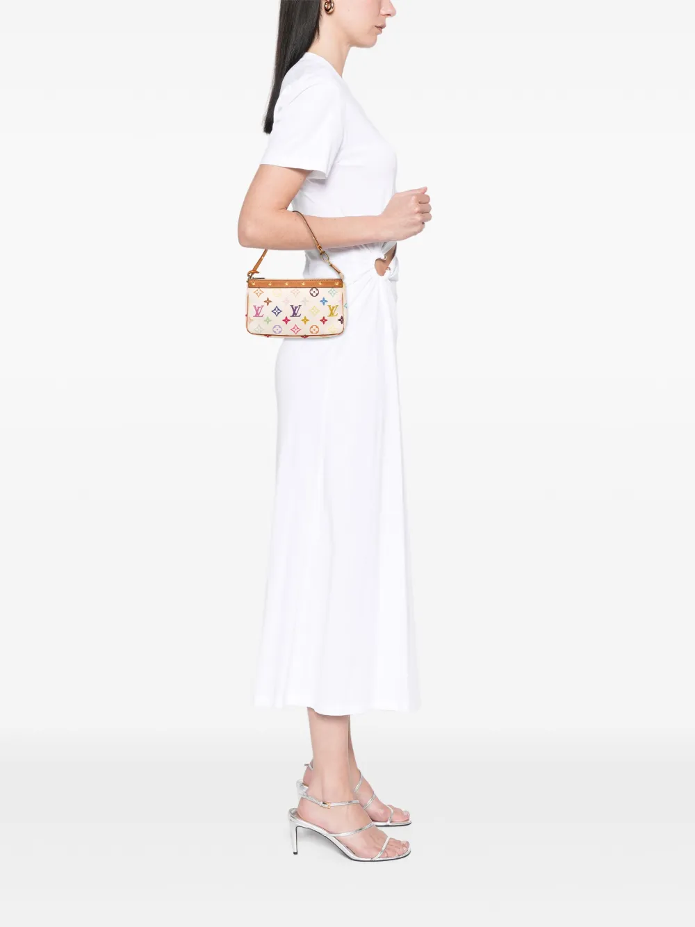 Pre-owned Louis Vuitton 2004 Monogram Multicolore Pochette Accessoires Shoulder Bag In White