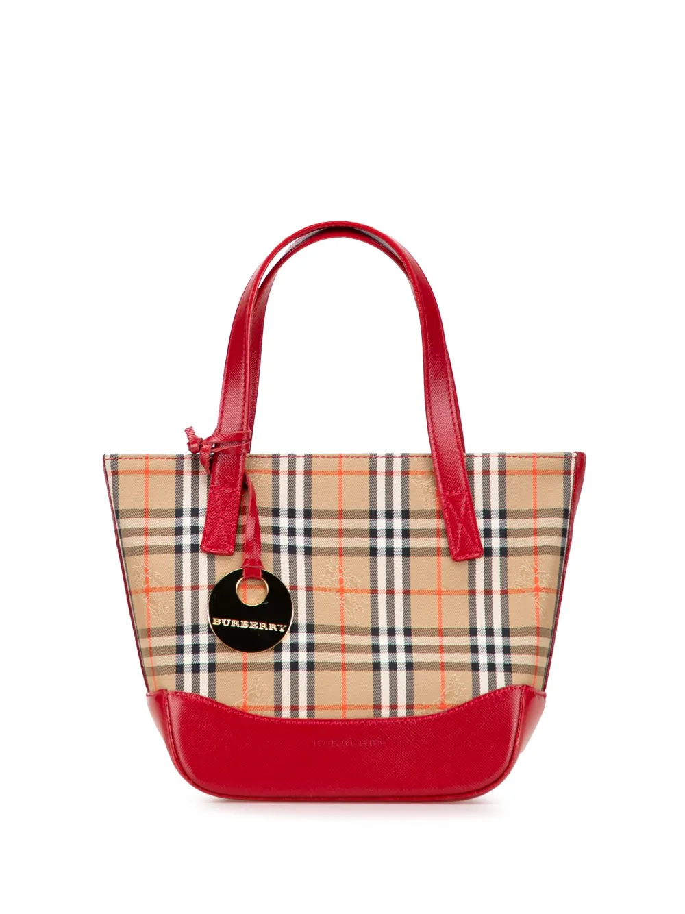 Pre-owned Burberry 2000-2017 Haymarket Check Canvas Handbag In Brown