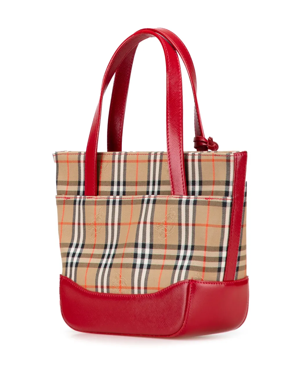 Pre-owned Burberry 2000-2017 Haymarket Check Canvas Handbag In Brown