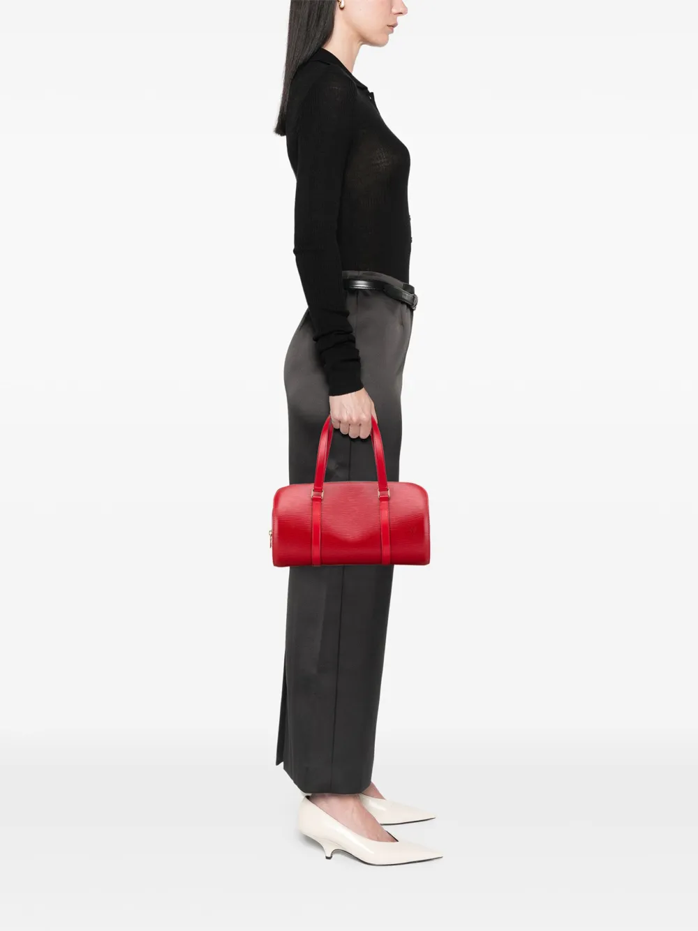 Pre-owned Louis Vuitton 1998 Epi Soufflot Handbag In Red