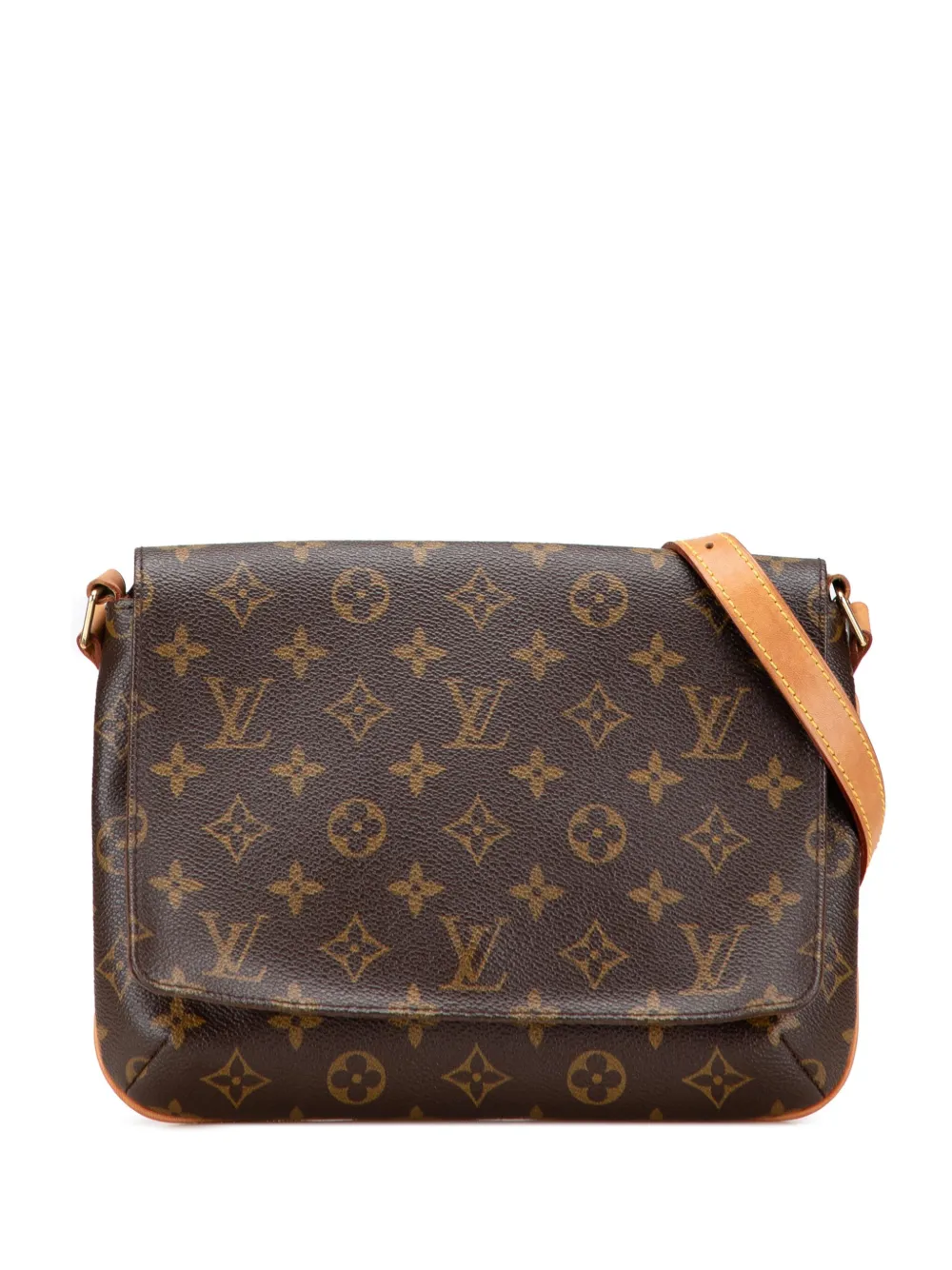 Pre-owned Louis Vuitton 2002 Monogram Musette Tango Short Strap Shoulder Bag In Brown
