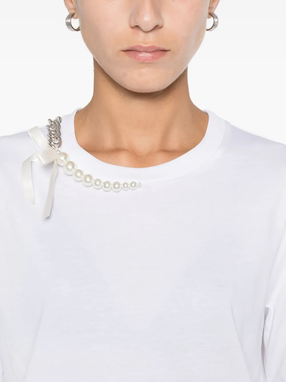 Simone Rocha Pearl-detail T-shirt In White
