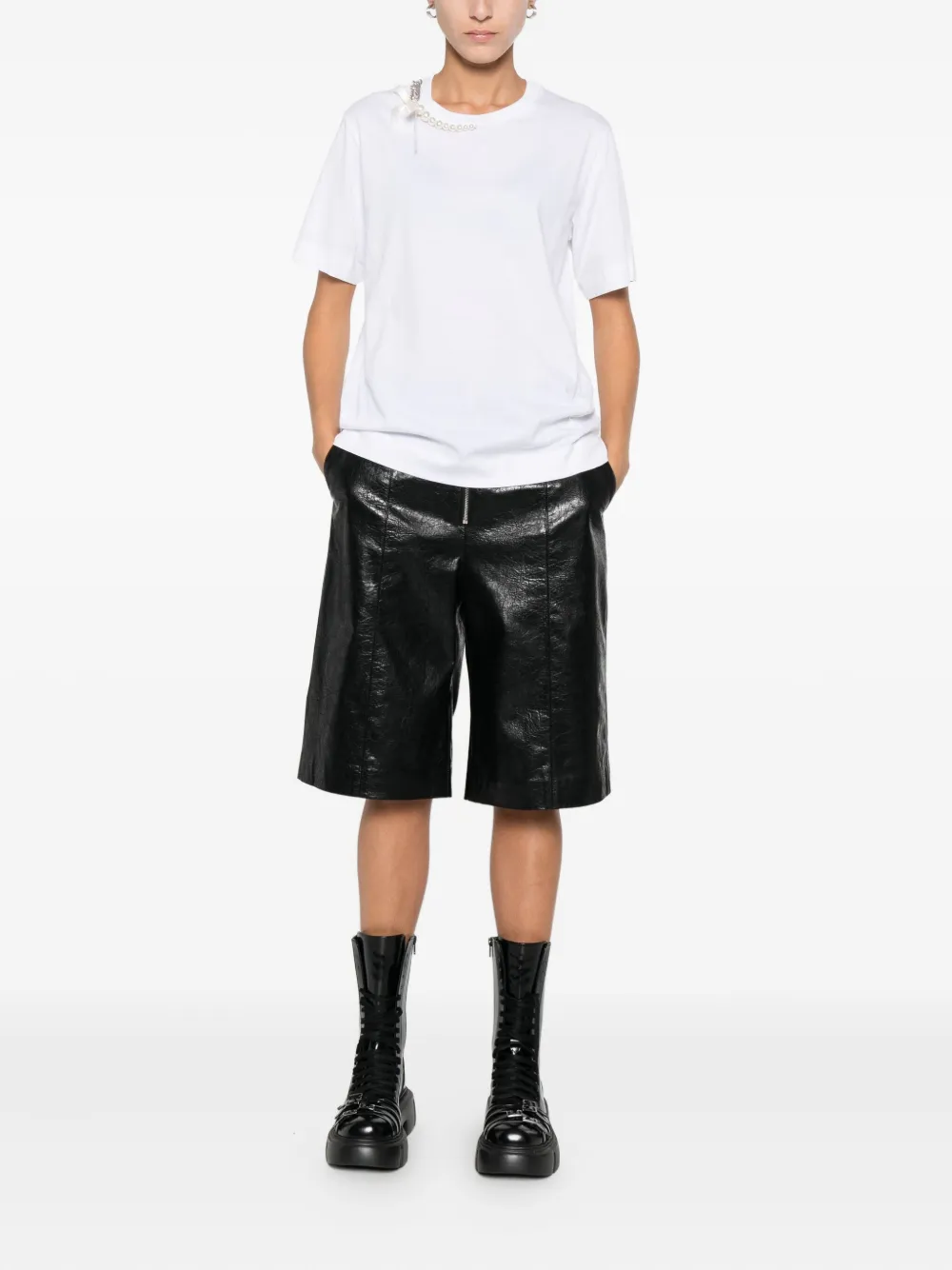 Simone Rocha Pearl-detail T-shirt In White