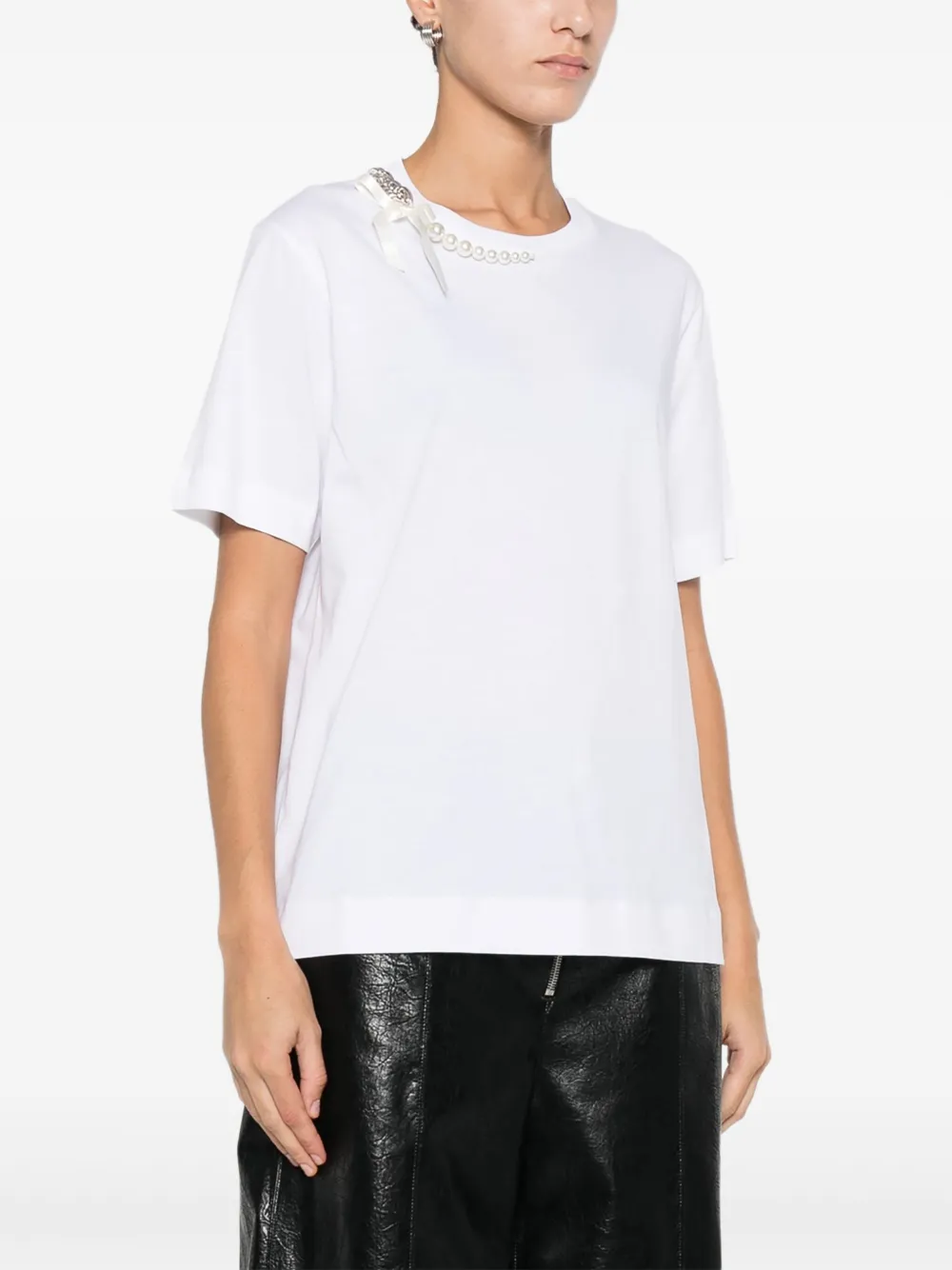 Simone Rocha Pearl-detail T-shirt In White