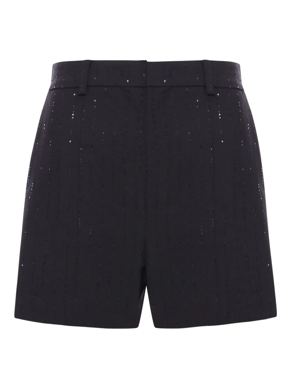 Max Mara Crystal-embellished Wool Shorts In Black