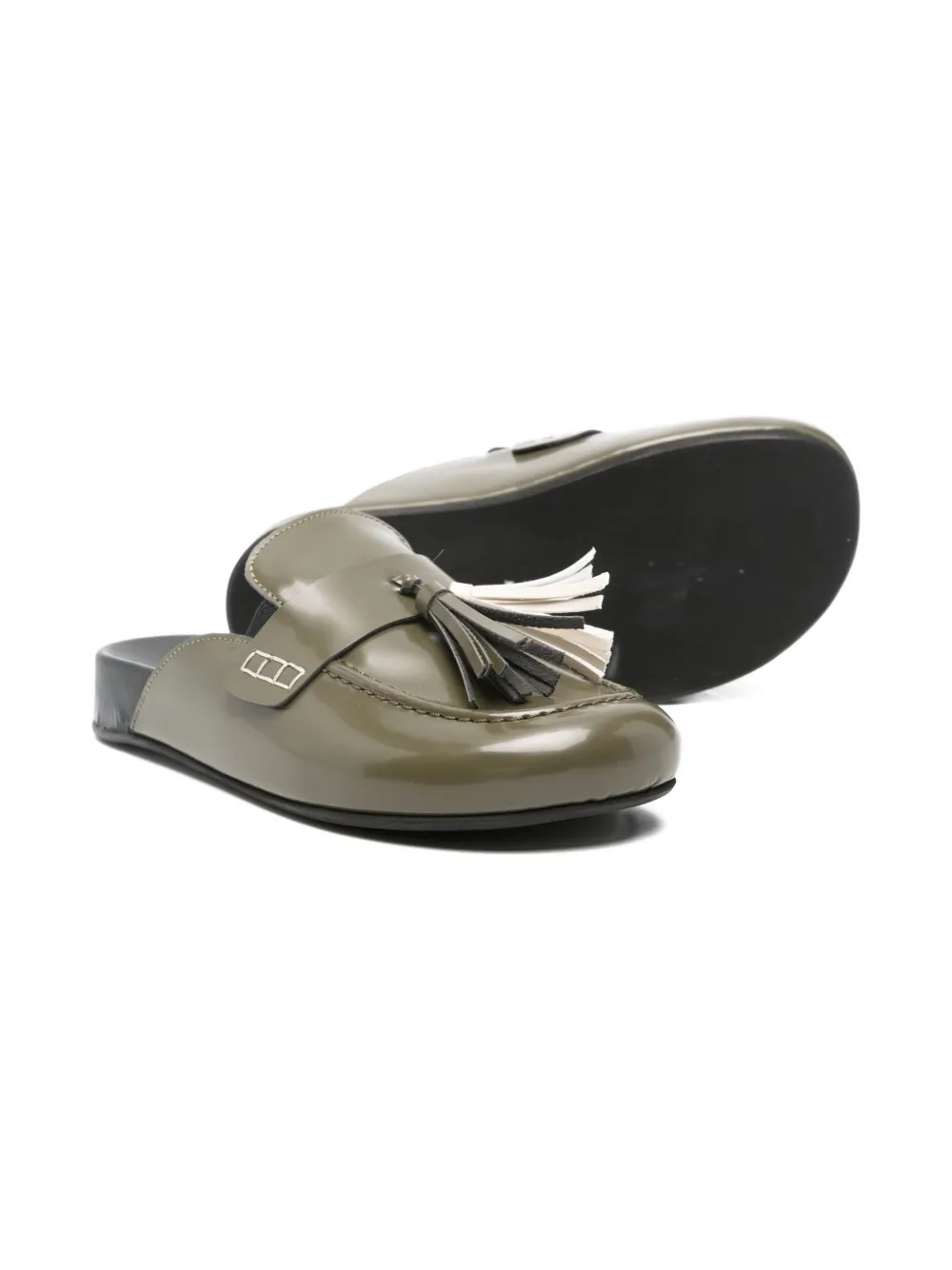 Florens Tassel-detail Strap Mules In Green