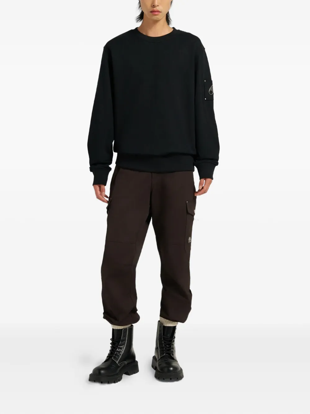 Moose Knuckles Sweater met logopatch - Zwart