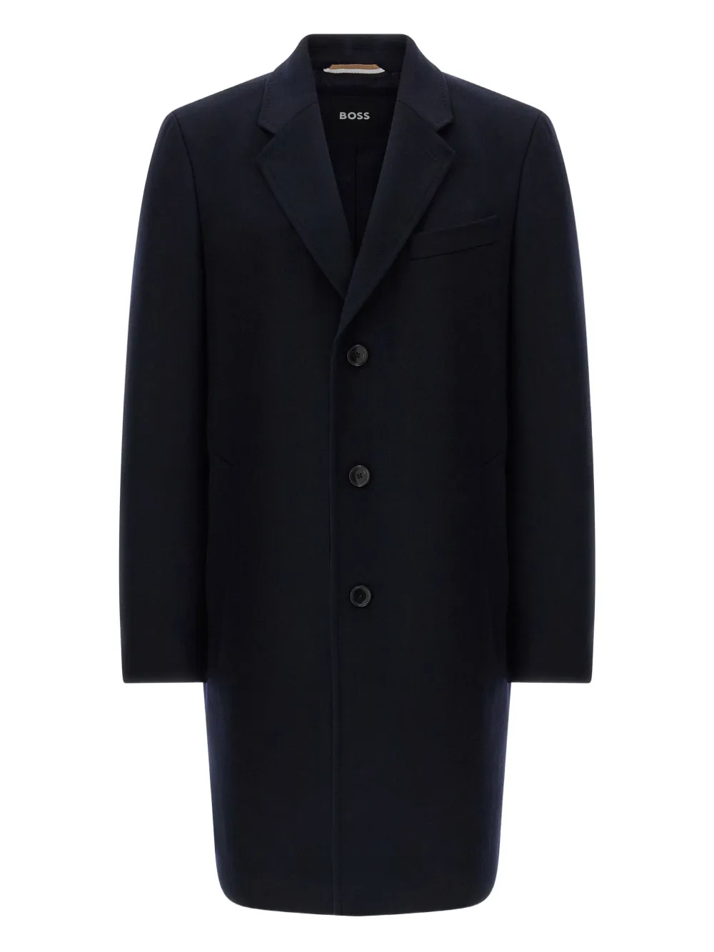 Hugo Boss Button Single-breasted Coat In Blue