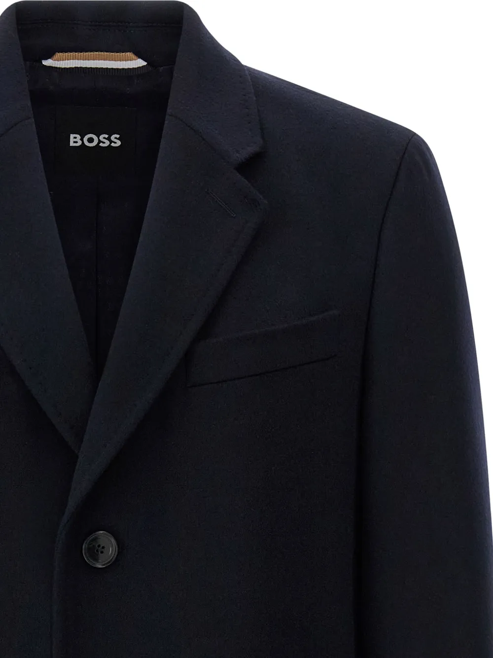 Hugo Boss Button Single-breasted Coat In Blue