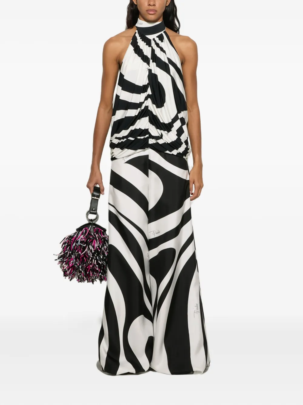 Pucci Marmo-print Trousers In White