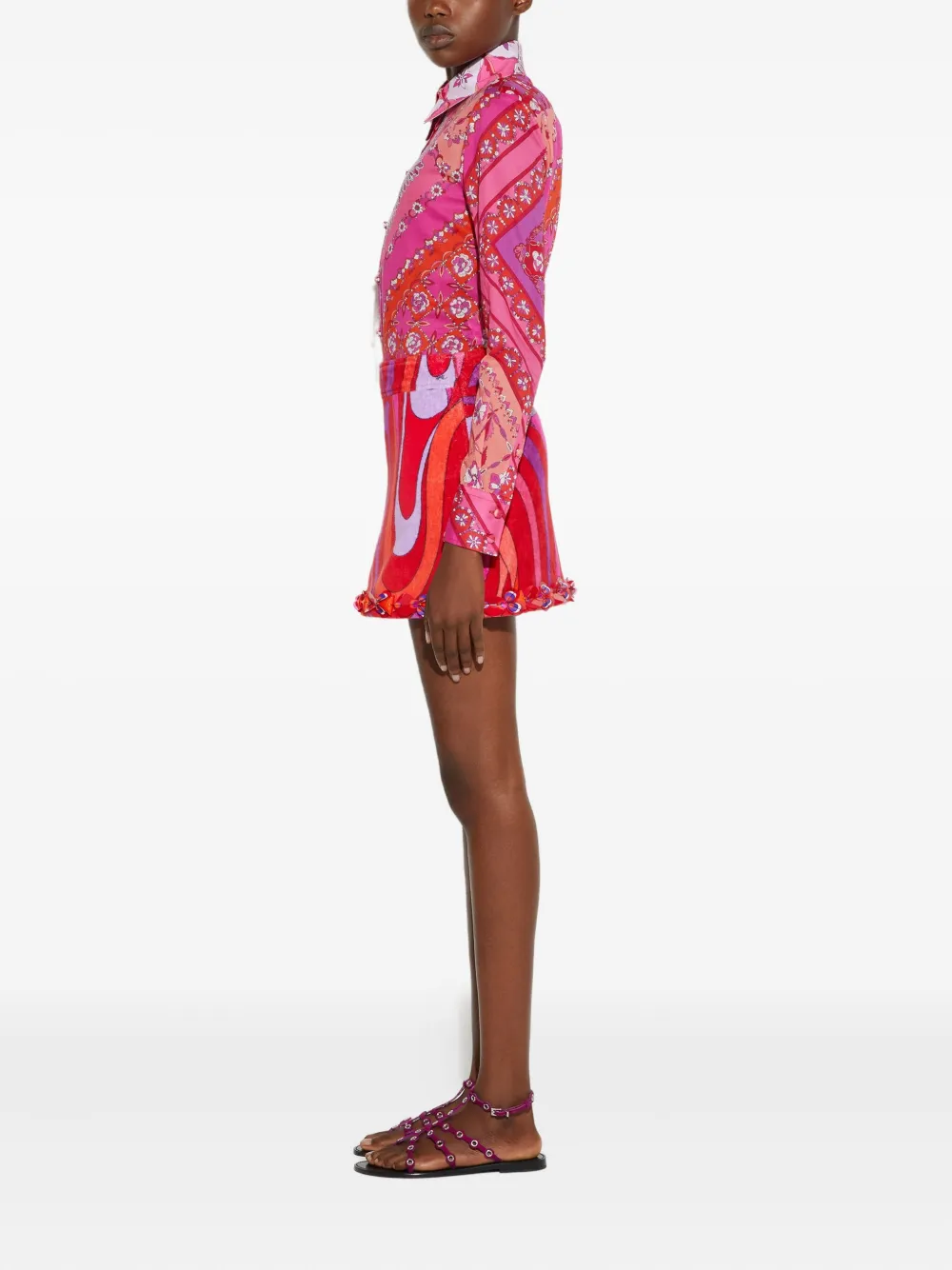 Pucci Marmo-print Embroidered Mini Skirt In Pink