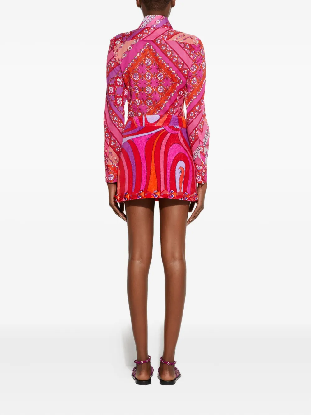 Pucci Marmo-print Embroidered Mini Skirt In Pink