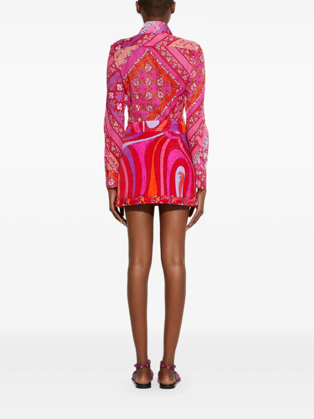 PUCCI Mini-rok met borduurwerk en Marmo-print Roze