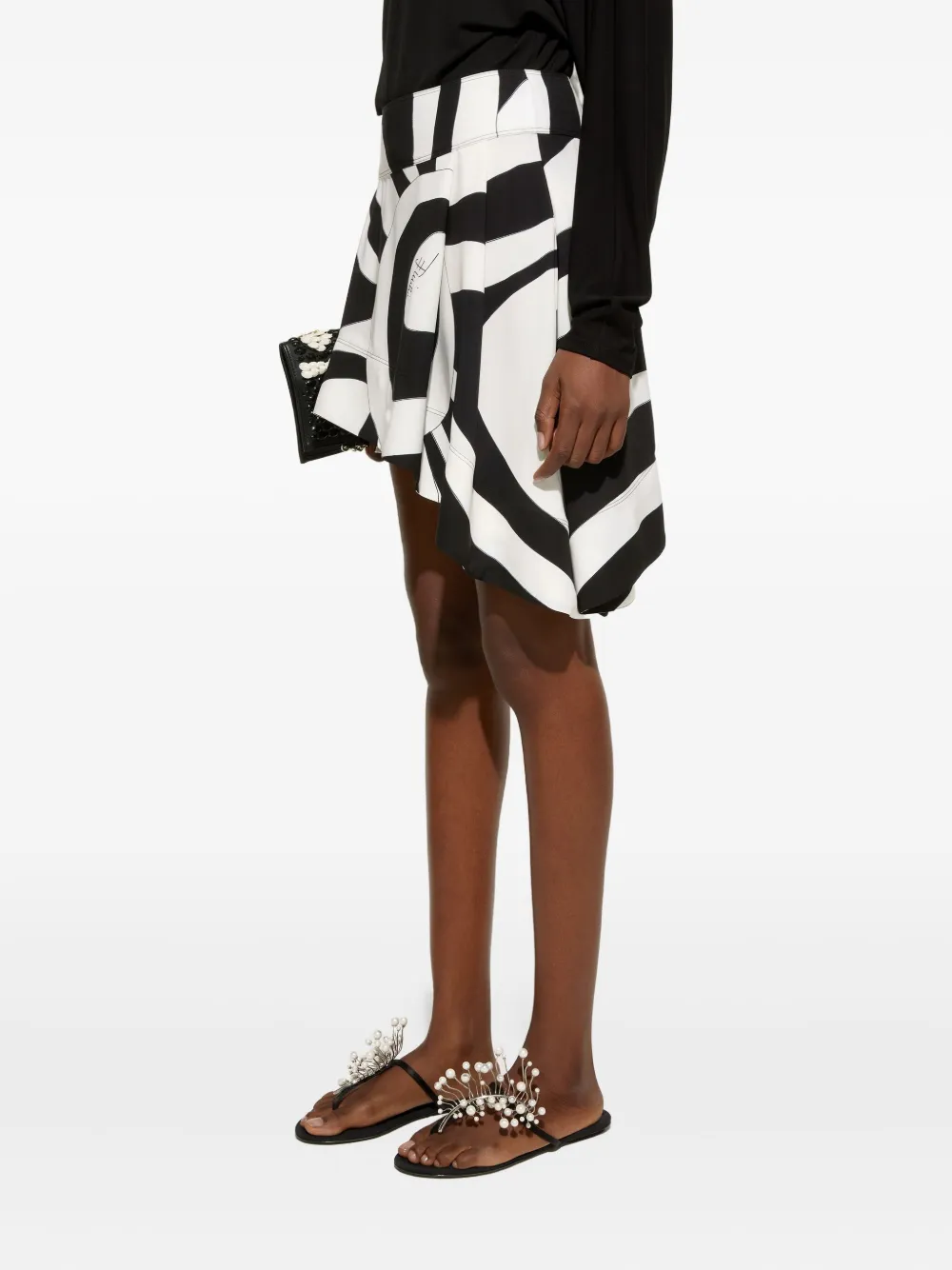 Pucci Marmo-print Asymmetrical Mini Skirt In Black