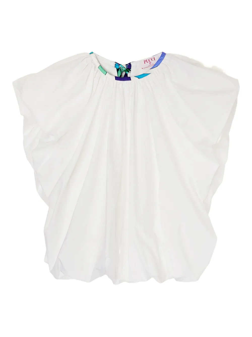 PUCCI printed-neckline voluminous top - Bianco