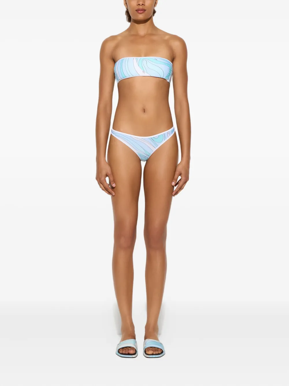 Pucci Marmo-print Bikini Bottoms In Blue