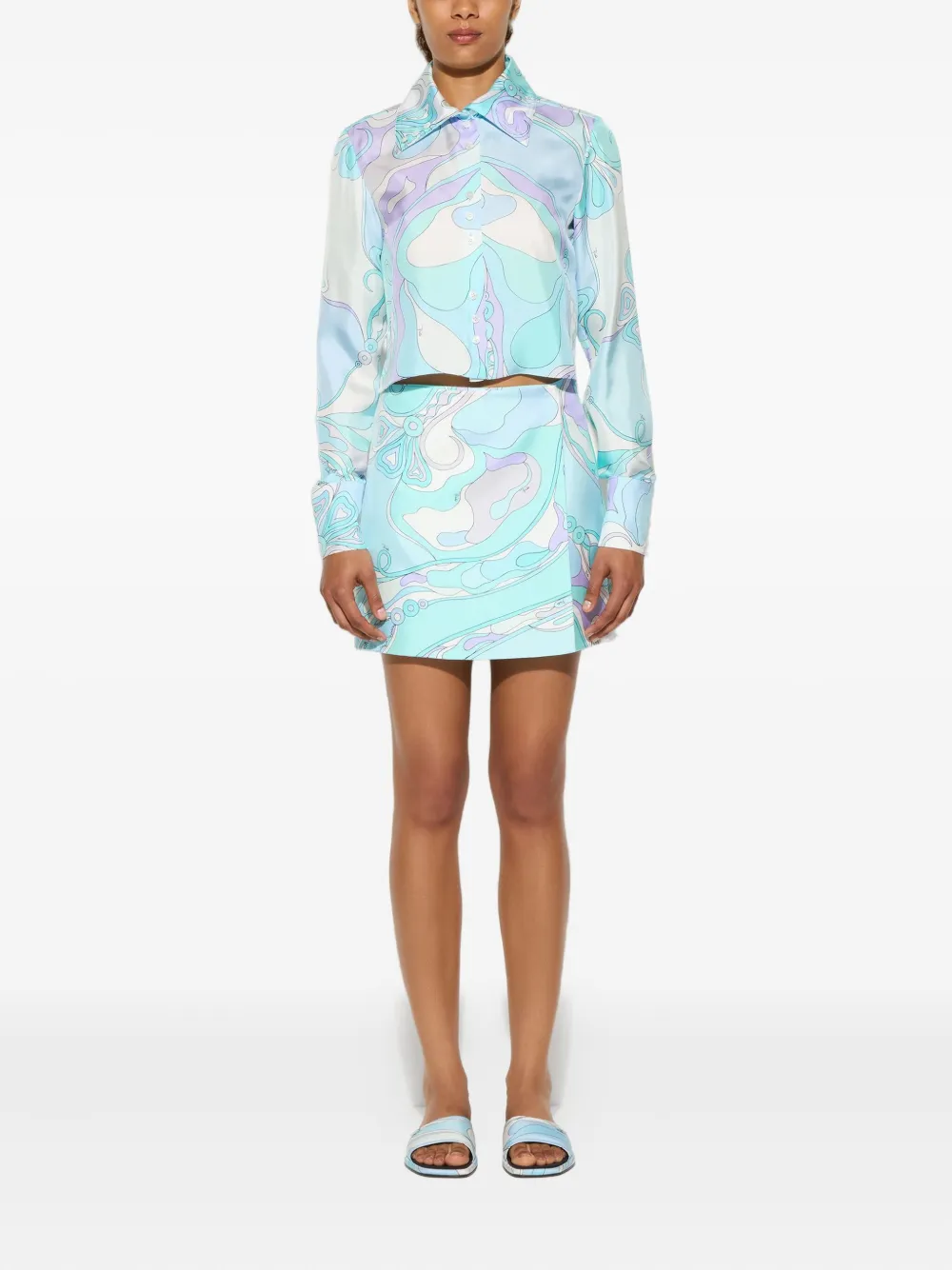 PUCCI orchidee-print silk shirt - Blauw