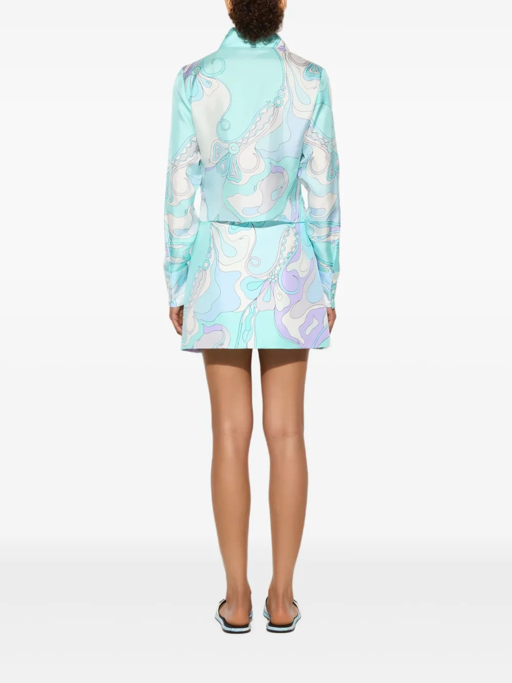 PUCCI Zijden blouse met orchidee-print Blauw