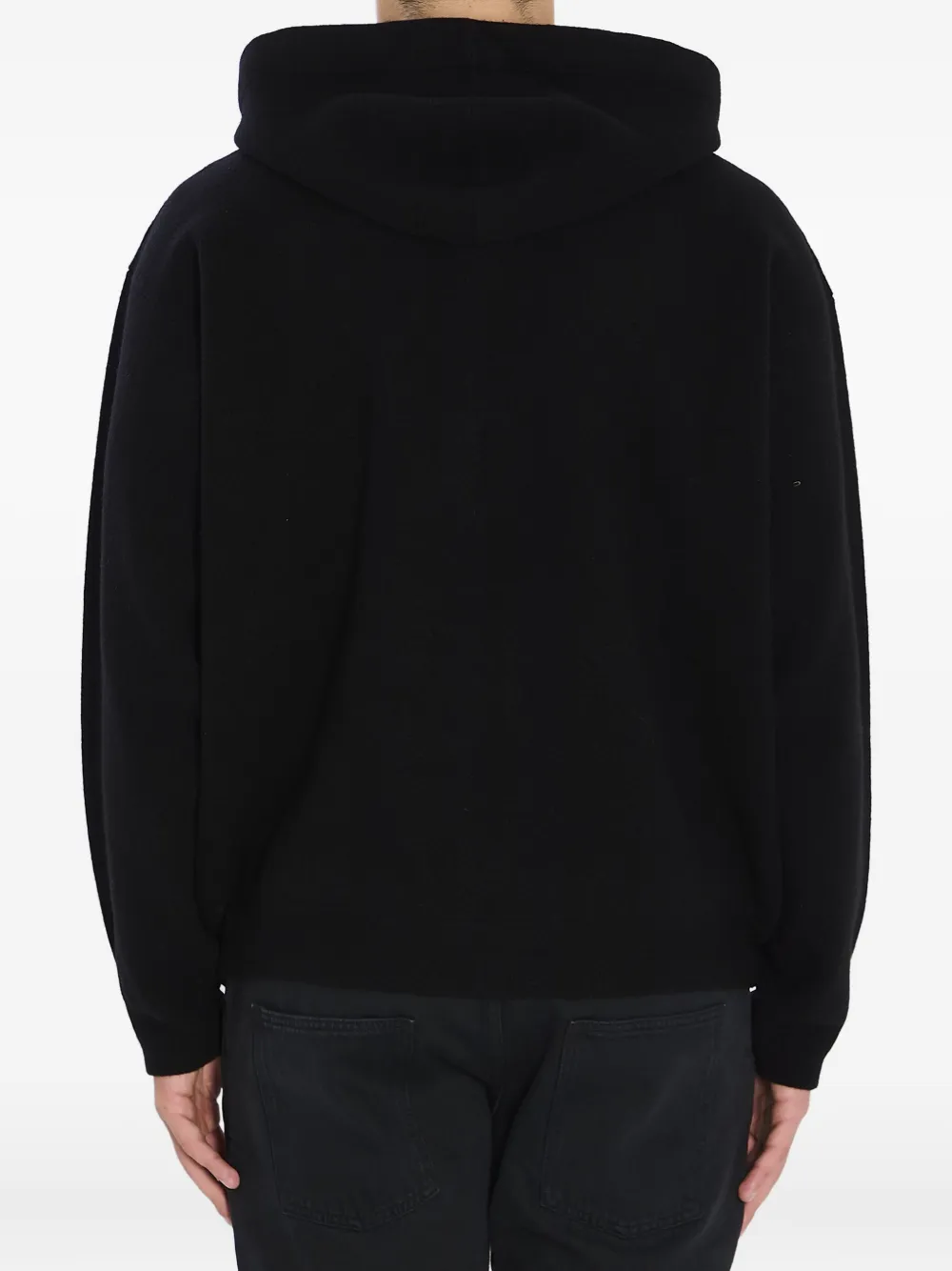 Roberto Collina Super-fine Wool Hooded Sweatshirt In Black