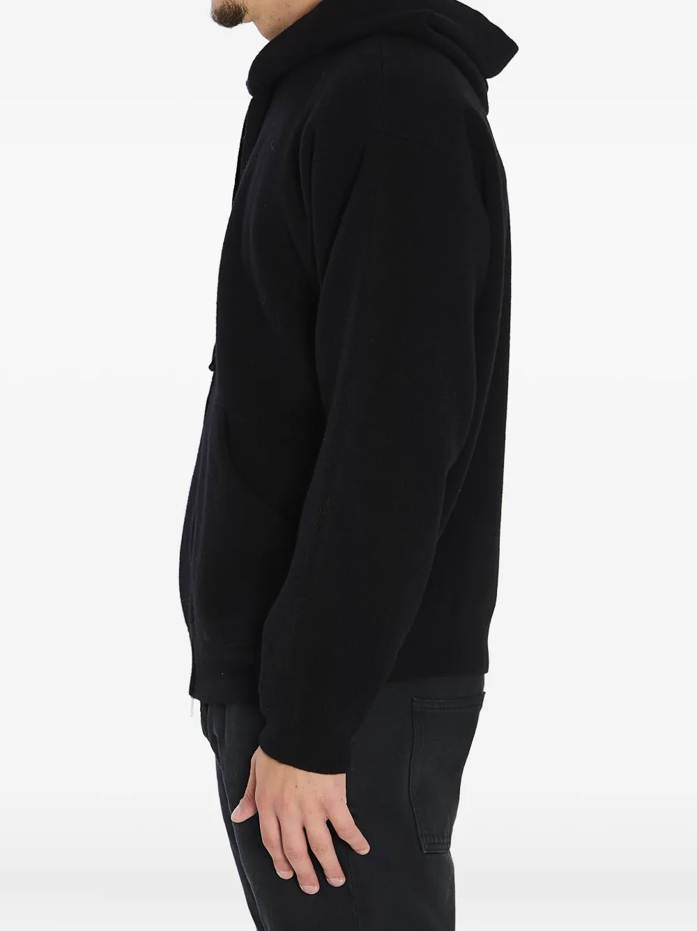 Roberto Collina Super-fine Wool Hooded Sweatshirt In Black