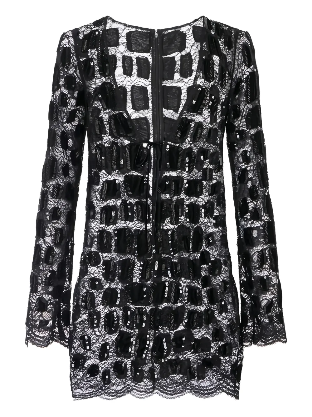 Elisabetta Franchi Long-sleeve Sequined Mini Dress In Black