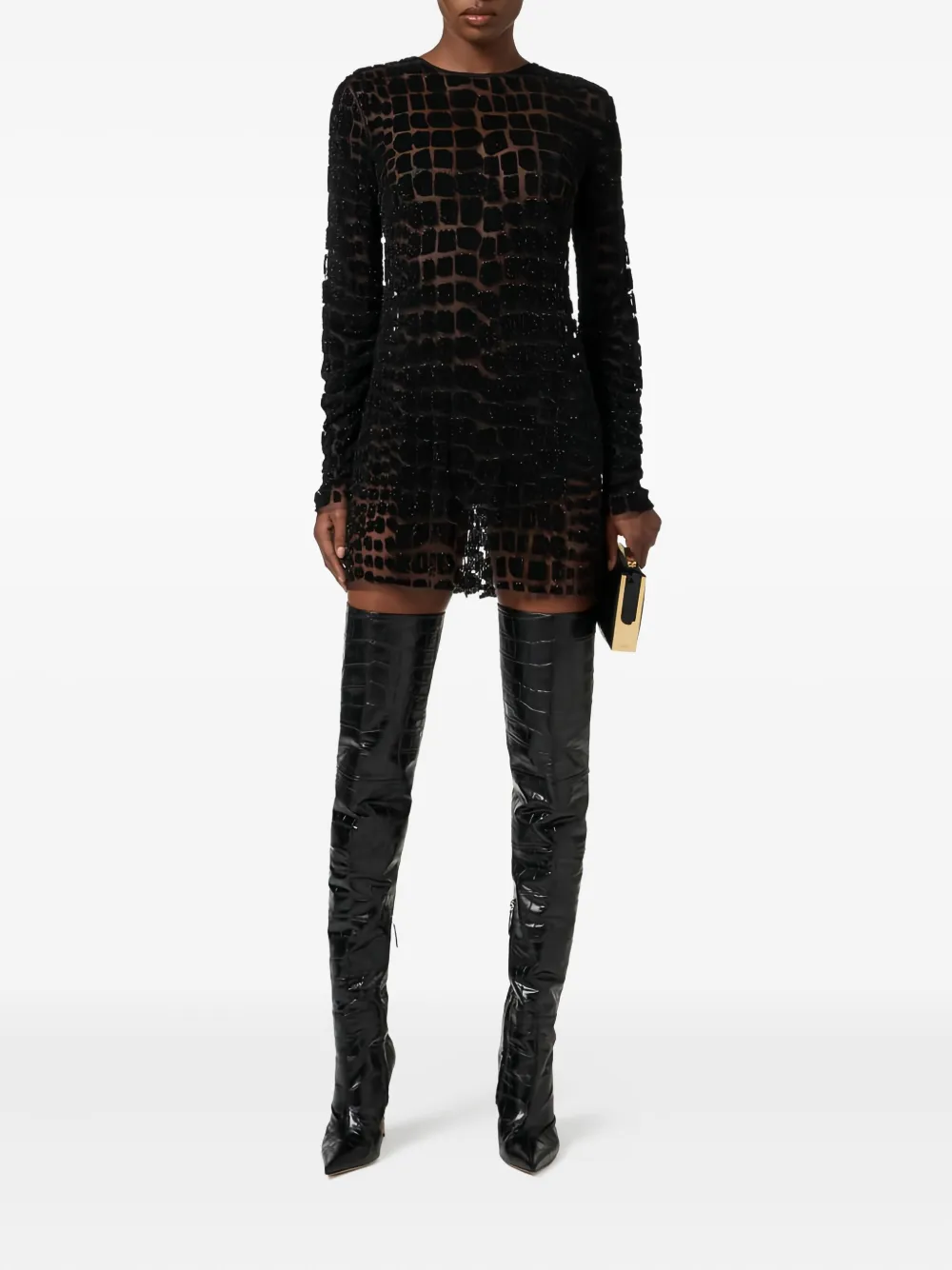 Elisabetta Franchi Mini-jurk met pailletten - Zwart
