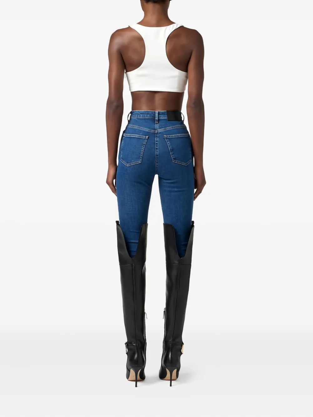 Elisabetta Franchi Top met racerback en geborduurd kristallen Beige