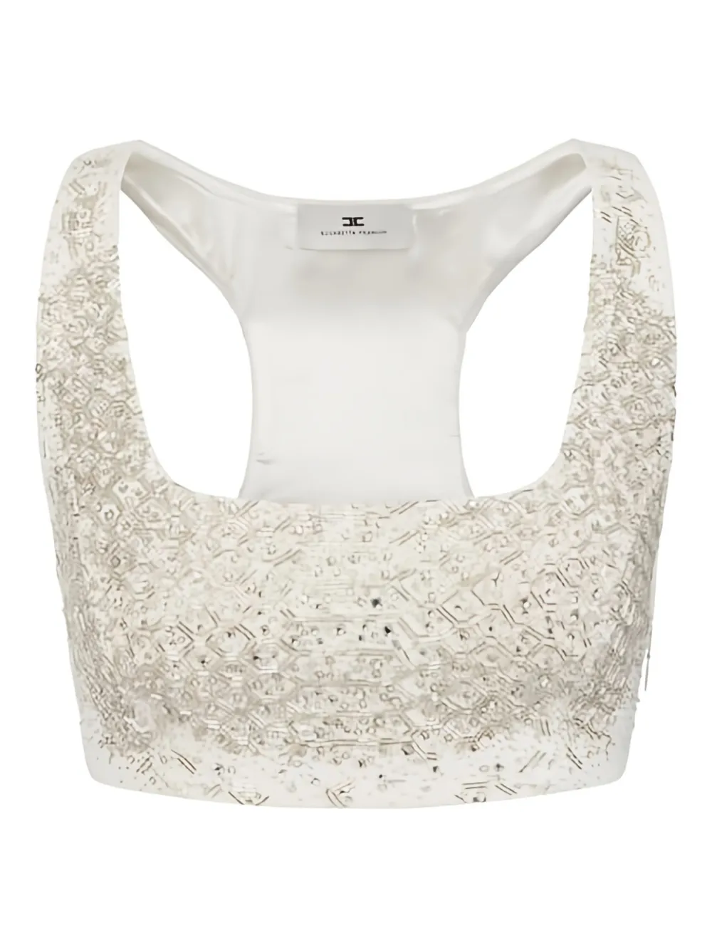 Elisabetta Franchi crystal embroidered racerback top | Neutrals | Image 1
