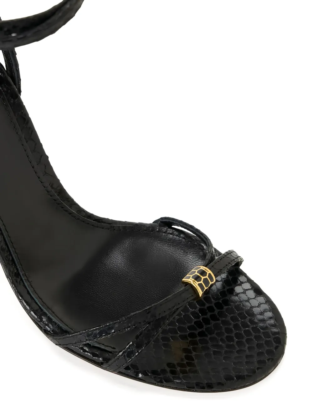 Elisabetta Franchi 80 mm leren sandalen met pythonprint Zwart