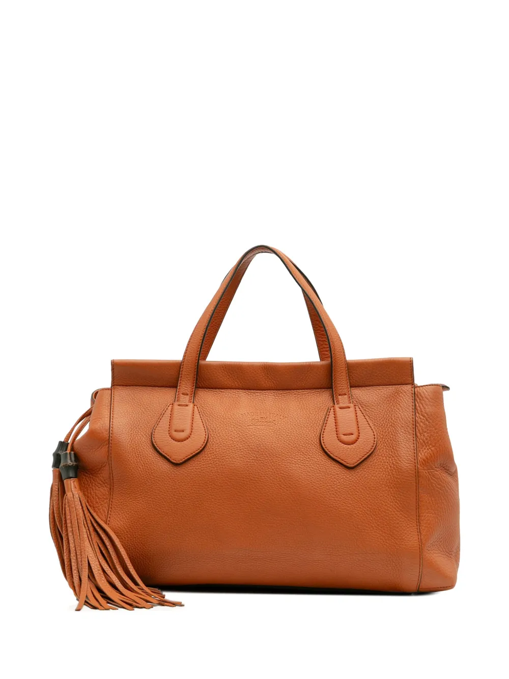Gucci Pre-Owned 2016-2025 Leather Lady Tassel Top Handle Bag handbag | Orange | Image 1