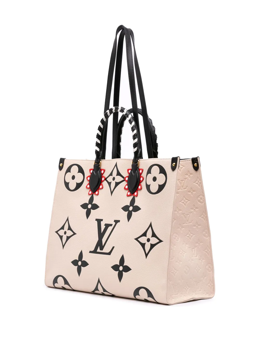 Pre-owned Louis Vuitton 2019-2025 Monogram Empreinte Giant Crafty Onthego Gm Satchel In Brown