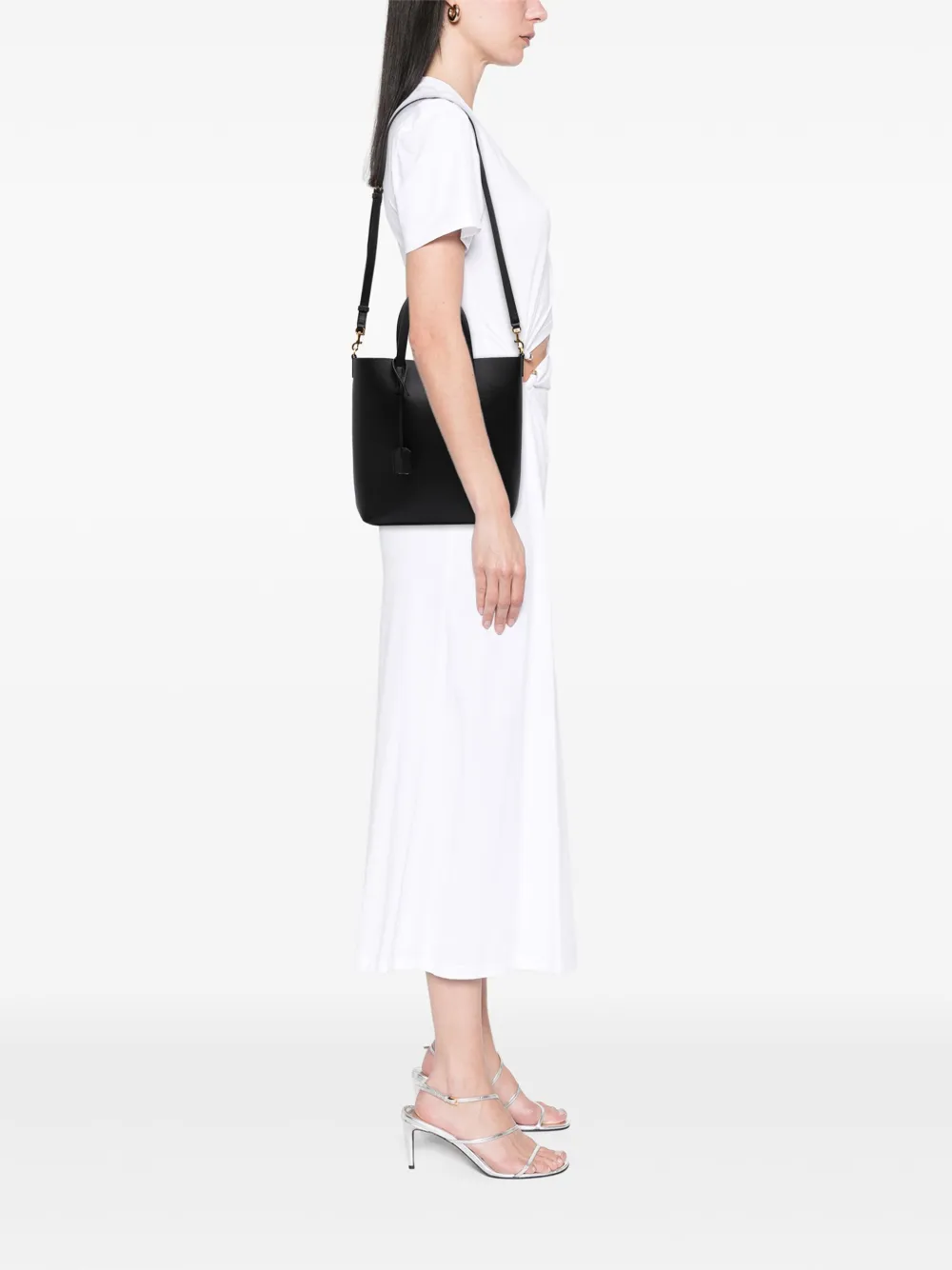 Pre-owned Saint Laurent 2023 Toy Leather North South Shopping Tote Satchel In Black
