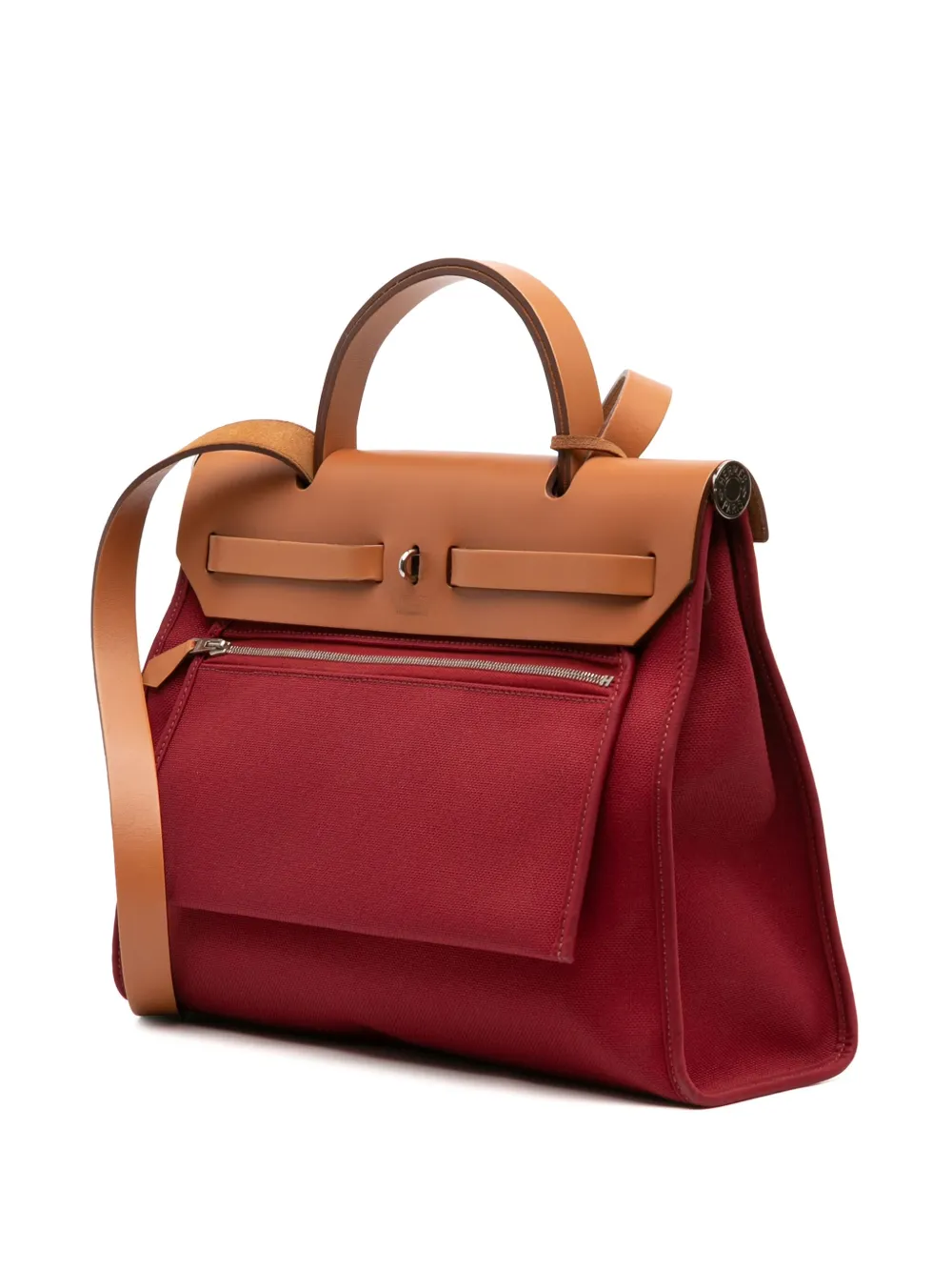 Pre-owned Hermes 2017 Toile Herbag Zip 31 Satchel In Red
