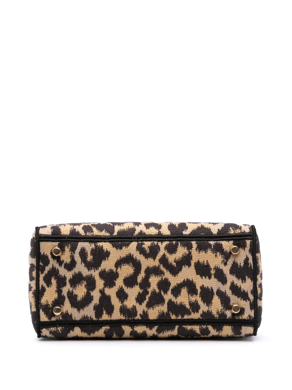 Pre-owned Dior 2021 Mizza Medium Leopard Embroidered Canvas Lady D Lite Satchel In Brown