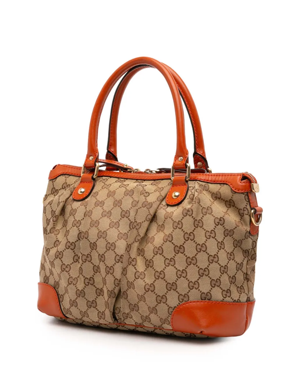 Pre-owned Gucci 2016-2025 Gg Canvas Sukey Satchel In Brown