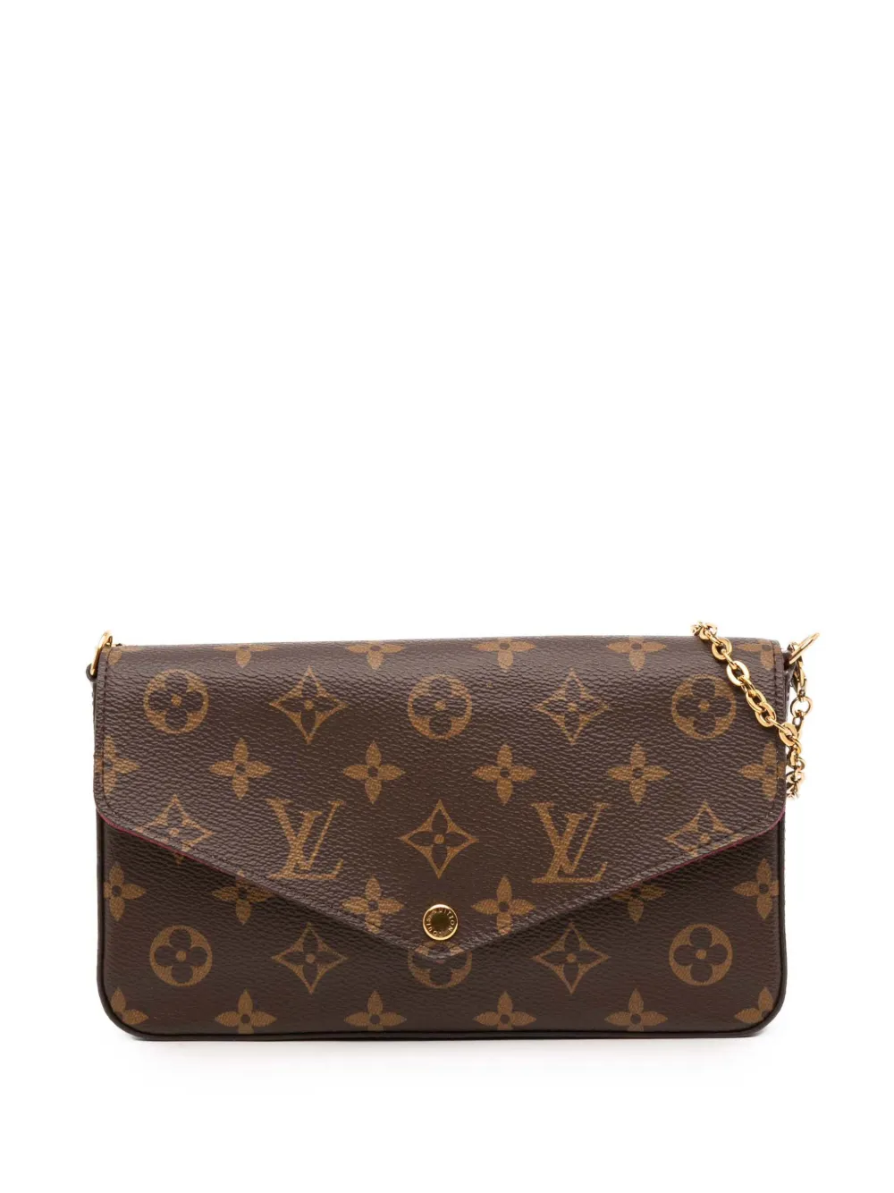 Pre-owned Louis Vuitton 2014-2025 Monogram Pochette Felicie Crossbody Bag In Brown