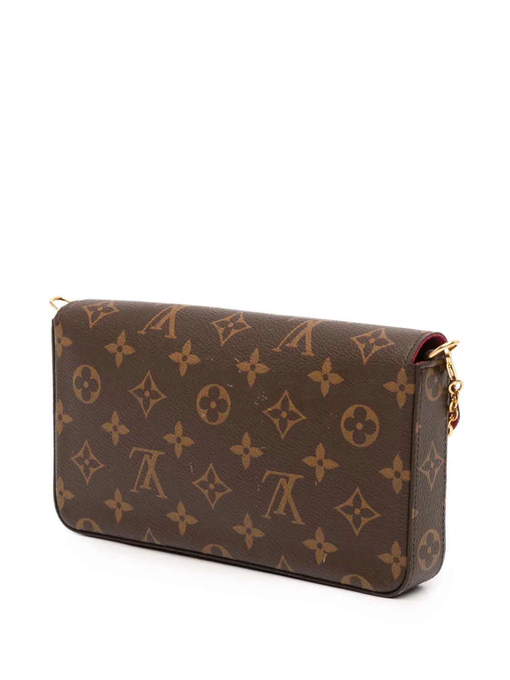 Pre-owned Louis Vuitton 2014-2025 Monogram Pochette Felicie Crossbody Bag In Brown